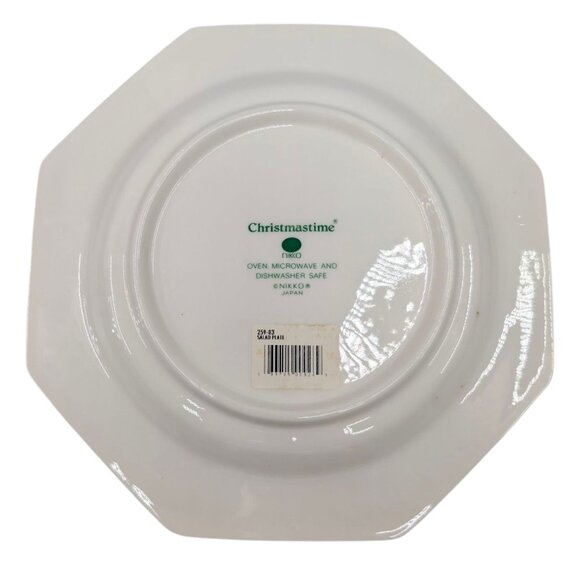 Nikko Christmastime Salad Dessert Plate SET OF 4 Christmas Tree 8" Octagon JAPAN - Picture 3 of 10